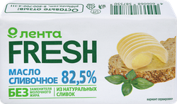 Изображение товара Масло сливочное ЛЕНТА FRESH несоленое 82,5%, без змж, 100г