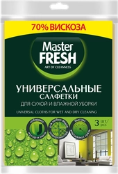 Салфетки для уборки MASTER FRESH 30x38см, универсальные, вискоза, 3шт