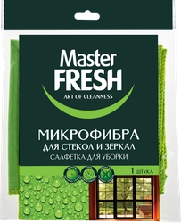 Салфетка для стекол и зеркал MASTER FRESH 30x30см, микрофибра