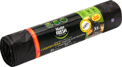 Пакеты для мусора MASTER FRESH суперпрочные, с завязками 35л, черные, усиленное дно, 10шт