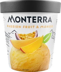 Мороженое MONTERRA Сорбет Манго-маракуйя 0,3%, картонный стакан, 300г