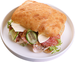 Изображение товара Брускетта ЛЕНТА FRESH с карбонадом, салями и горчичным соусом, 250г