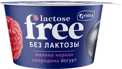 Йогурт VIOLA FREE безлактозный с наполнителем Малина, черная смородина 2,7%, без змж, 180г