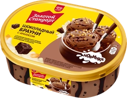 Мороженое ЗОЛОТОЙ СТАНДАРТ Шоколадный Брауни с арахисом 8%, без змж, ванна, 445г