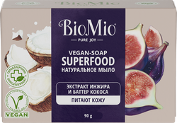 Мыло туалетное BIOMIO Superfood Инжир и кокос натуральное, 90г