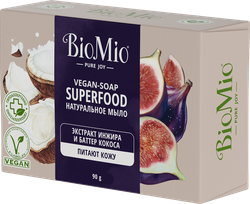 Мыло туалетное BIOMIO Superfood Инжир и кокос натуральное, 90г