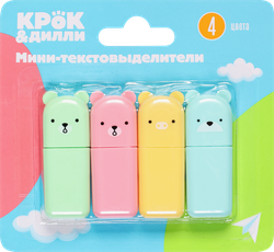 Набор мини-текстовыделителей КРОК&ДИЛЛИ Мишки, 4 цвета, Арт. MF521518, 4шт