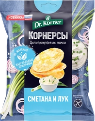 Чипсы рисово-кукурузные DR. KORNER цельнозерновые, со сметаной и зеленым луком, 50г