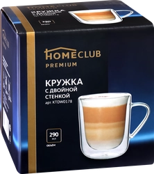 Кружка HOMECLUB Crystal с двойной стенкой, 280мл, стекло, Арт. KTDW0178