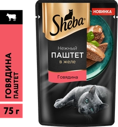 Корм консервированный для кошек SHEBA Нежный паштет в желе Говядина, 75г