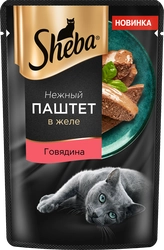 Корм консервированный для кошек SHEBA Нежный паштет в желе Говядина, 75г