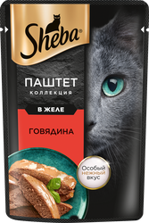 Изображение товара Корм консервированный для кошек SHEBA Нежный паштет в желе Говядина, 75г