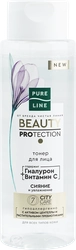 Тонер для лица ЧИСТАЯ ЛИНИЯ Pure line beauty protection Сияние и увлажнение, с гиалуроновой кислотой и витамином С, 190мл