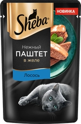 Корм консервированный для кошек SHEBA Нежный паштет в желе Лосось, 75г