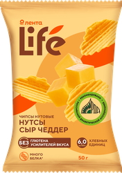 Изображение товара Чипсы нутовые ЛЕНТА LIFE Сыр Чеддер, 50г