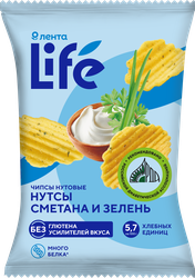 Изображение товара Чипсы нутовые ЛЕНТА LIFE Сметана и зелень, 50г