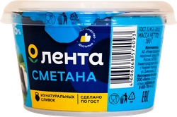 Сметана ЛЕНТА 15% ГОСТ, без змж, 180г