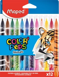 Фломастеры MAPED Animals смываемые, 12 цветов, Арт. 845403