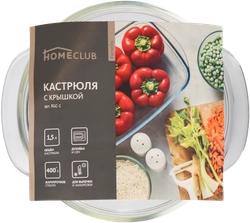 Кастрюля HOMECLUB Fornello, круглая, жаропрочное стекло, 1.5л, Арт. RGC-1