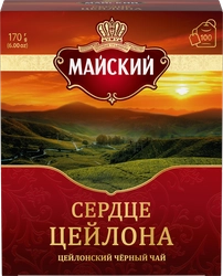 Чай черный МАЙСКИЙ Сердце цейлона цейлонский, листовой, 100пак