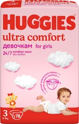 Подгузники для девочек HUGGIES Ultra Comfort 3 5–9кг, 78шт