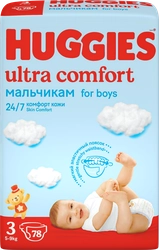 Подгузники для мальчиков HUGGIES Ultra Comfort 3 5–9кг, 78шт