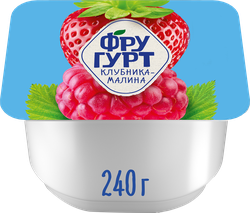 Изображение товара Йогурт ФРУГУРТ Клубника, малина 2%, без змж, 240г
