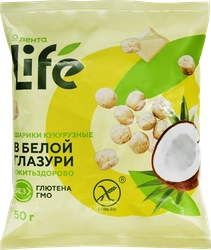 Готовый завтрак ЛЕНТА LIFE Шарики в белой глазури, 50г