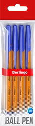 Набор шариковых ручек BERLINGO Tribase orange, синий, 0,7мм, Арт. CBp_70910_4, 4шт