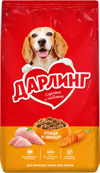 Корм сухой для взрослых собак ДАРЛИНГ с птицей и добавлением овощей, 2кг