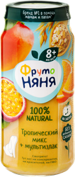 Изображение товара Пюре фруктовое ФРУТОНЯНЯ Тропический микс, яблоко, банан, манго, апельсин и маракуйя, с 8 месяцев, 250г