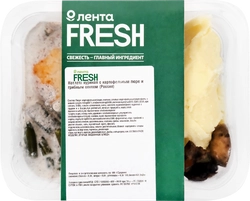 Котлета куриная ЛЕНТА FRESH с картофельным пюре, лобио и грибным соусом, 300г