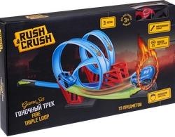 Набор игровой RUSH&CRUSH Трек Fire с инерционной машинкой, 3 петли, 19 предметов, Арт. 894110005