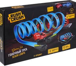 Набор игровой RUSH&CRUSH Трек с 2 инерционными машинками, 7 петель, 31 предмет, Арт. 903090785