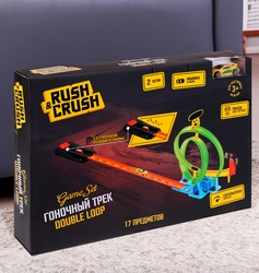 Набор игровой RUSH&CRUSH Трек с машинкой, 2 петли, 17 предметов, Арт. 921020345