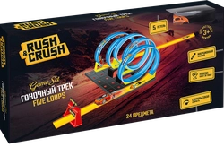Набор игровой RUSH&CRUSH Трек с инерционной машинкой, 5 петель, 24 предмета, Арт. 903018248