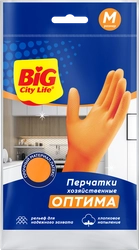 Перчатки латексные BIG CITY LIFE Оптима, оранжевые, размер M, Арт. 17104683
