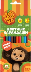 Карандаши цветные МУЛЬТИ-ПУЛЬТИ Чебурашка, 12 цветов, Арт. CPЧБ_52996