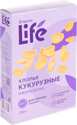 Готовый завтрак ЛЕНТА LIFE Хлопья кукурузные, без сахара, 350г