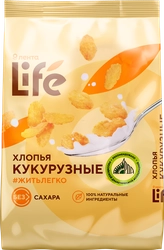 Готовый завтрак ЛЕНТА LIFE Хлопья кукурузные, без сахара, 350г