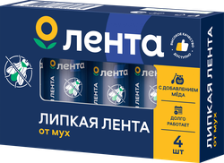 Средство инсектицидное ЛЕНТА Мухолов лента липкая, 4шт