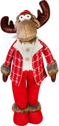 Изображение товара Фигура новогодняя HOMECLUB Олень в костюме 78см, красный/белый