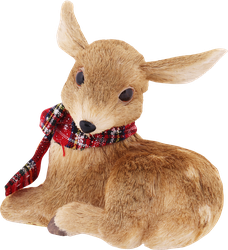 Изображение товара Фигура новогодняя HOMECLUB Олененок с бантом, лежачий 22см, бежевый