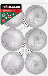 Изображение товара Набор новогодних шаров HOMECLUB с декором d=6см, красный/золотой, 8шт