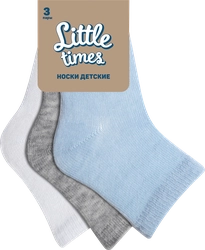 Носки для мальчика LITTLE TIMES р. 6–14, белые, голубые, серый меланж, Арт. LT-3-BL, 3пары