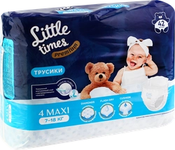 Подгузники-трусики детские LITTLE TIMES Premium Maxi 7–18кг, 42шт