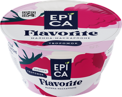 Десерт творожный EPICA Flavorite Малина, маскарпоне 7,7%, без змж, 130г