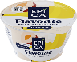 Десерт творожный EPICA Flavorite Банан, ореховый крем 7,6%, без змж, 130г