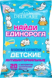 Салфетки влажные детские DELICARE Baby Найди Единорога антибактериальные, 20шт