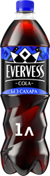 Напиток EVERVESS Cola Zero Sugar Кола без сахара газированный, 1л